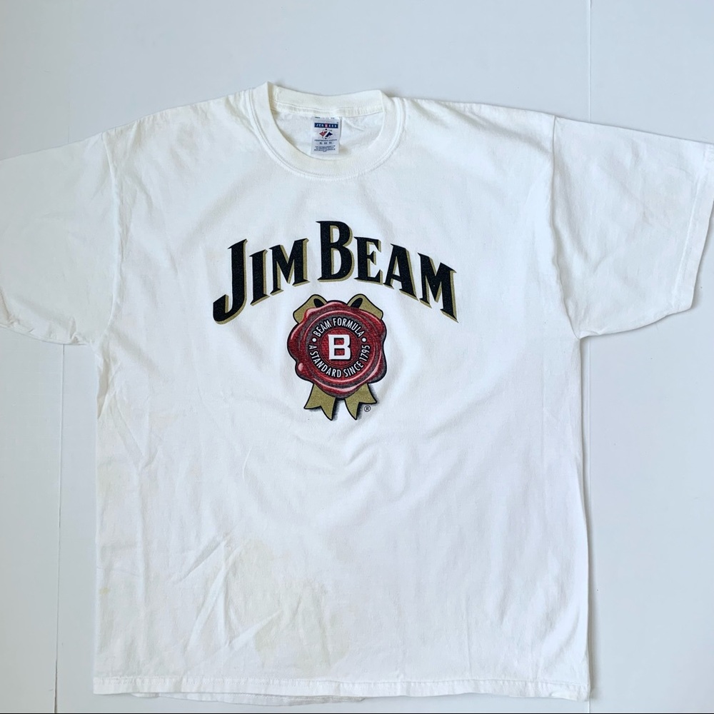 Vintage Jim Beam White Short Sleeve T-Shirt Size X-Large